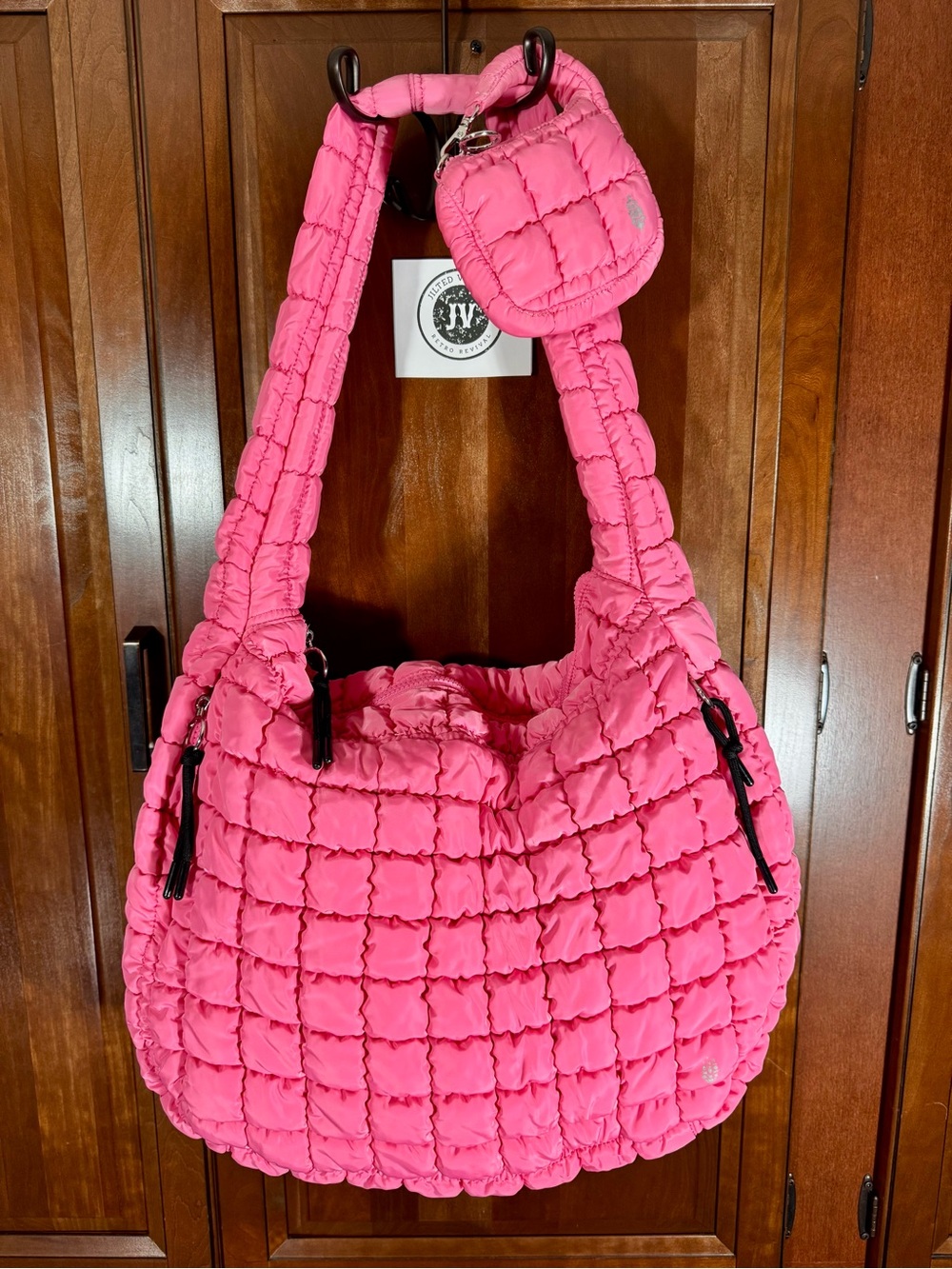 Free People Movement Quilted Carryall Puffer Shoulder Tote Bag Bundle Bubblegum